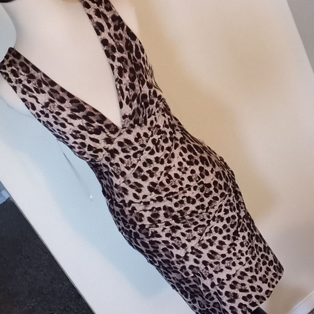 Animal print deep V mini dress size Medium